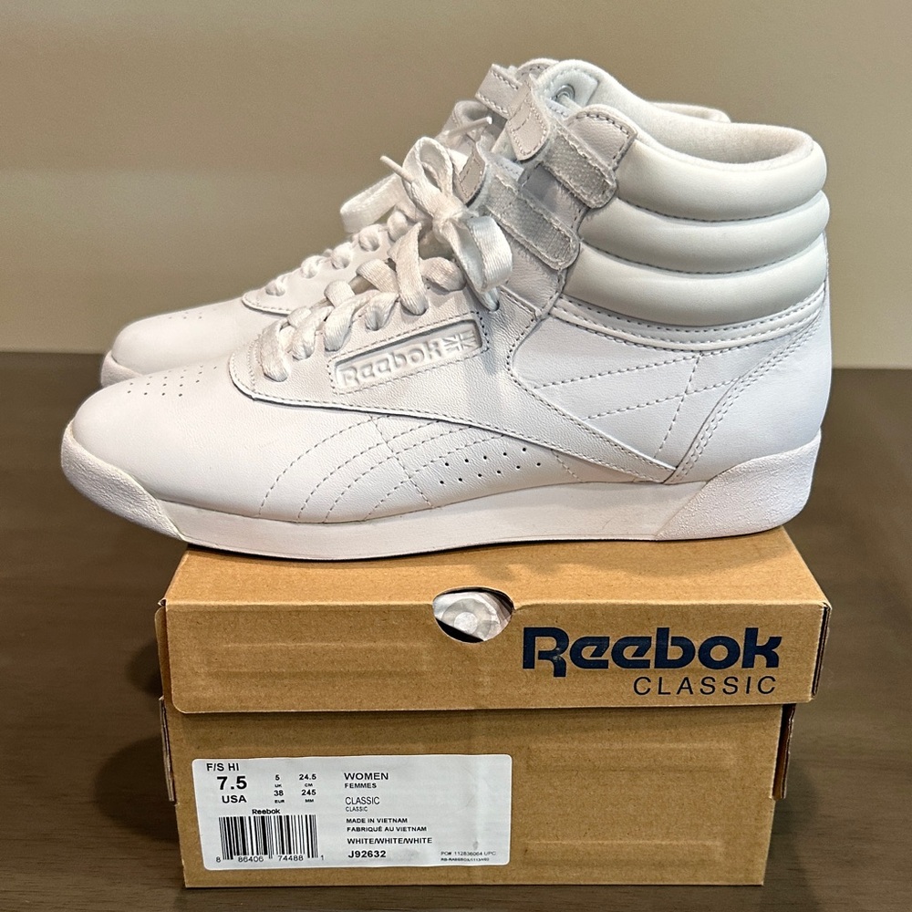 Reebok Classic White High-Top Sneakers Women Size 7.5 Brand New